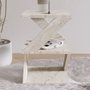 Hanah Home Mesa Auxiliar de Travertino Elegante y Duradera con Tablero de Melamina 18mm - 29.6 x 54.2 x 29.6 cm